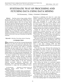SYSTEMATIC WAY of PROCESSING and FETCHING DATA USING DATA MINING Dr.G.Komarasamy , N.Balaji , J.Gokulnath , R.Hariprasath