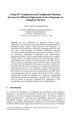 Using JIT Compilation and Configurable Runtime Systems for Efficient Deployment of Java Programs on Ubiquitous Devices