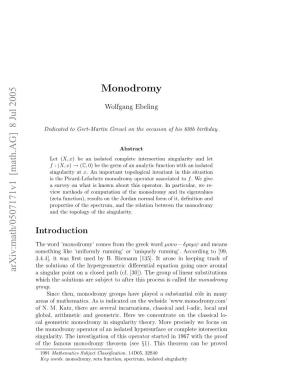 Arxiv:Math/0507171V1 [Math.AG] 8 Jul 2005 Monodromy