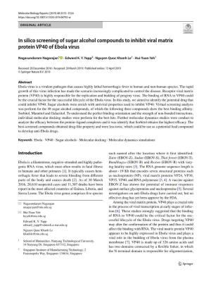 In Silico Screening of Sugar Alcohol Compounds to Inhibit Viral Matrix Protein VP40 of Ebola Virus