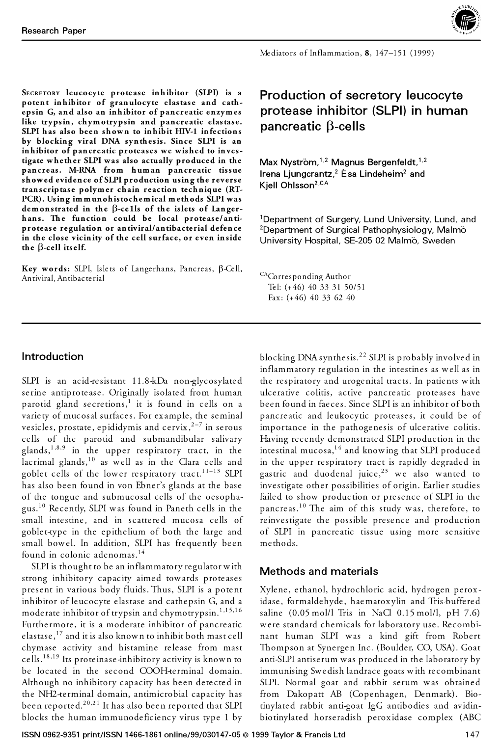 Production of Secretory Leucocyte Protease Inhibitor