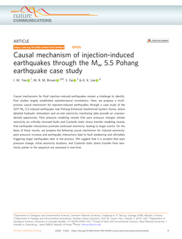 Causal Mechanism of Injection-Induced Earthquakes Through the Mw 5.5 Pohang Earthquake Case Study ✉ I
