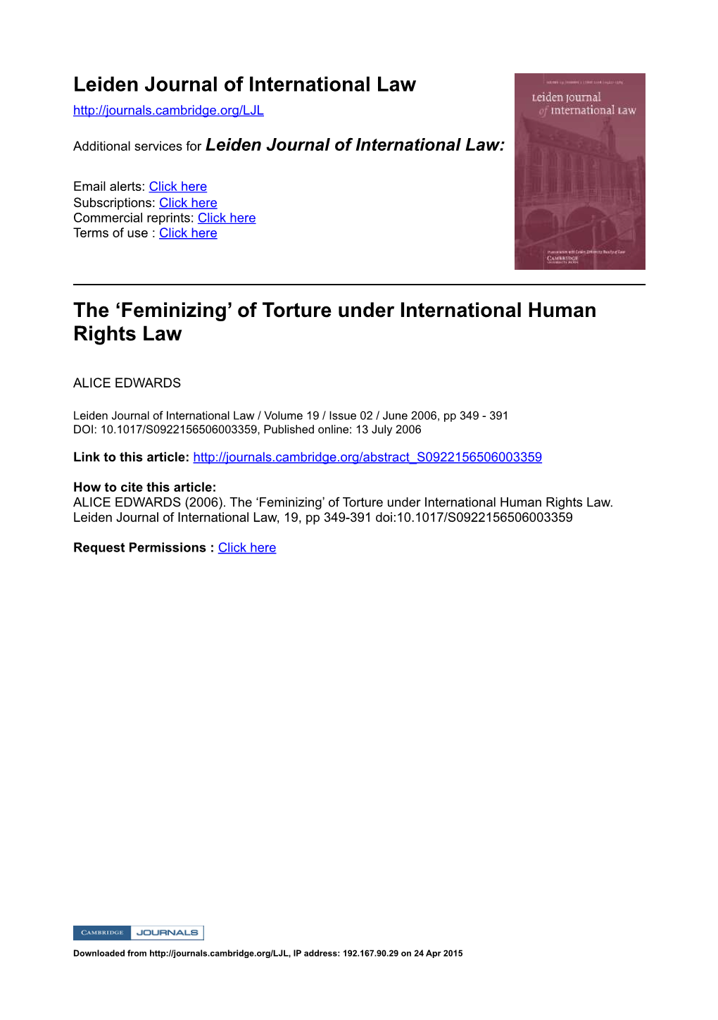 Of Torture Under International Human Rights Law