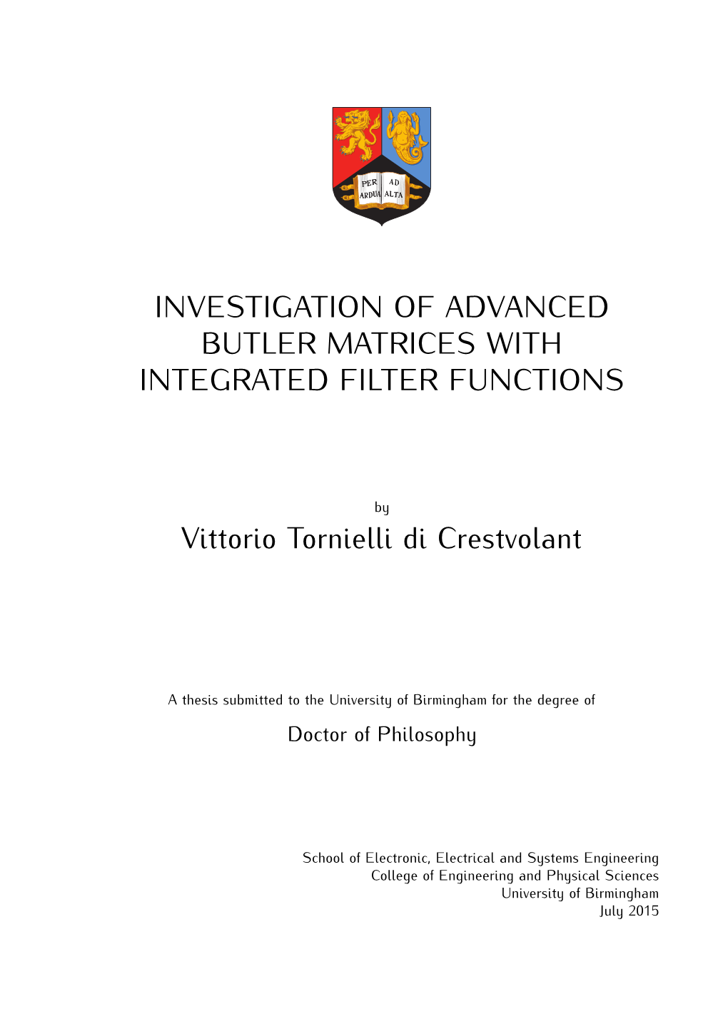 Investigation of Advanced Butler Matrices with Integrated Filter Functions