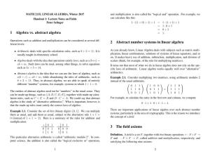 1 Algebra Vs. Abstract Algebra 2 Abstract Number Systems in Linear