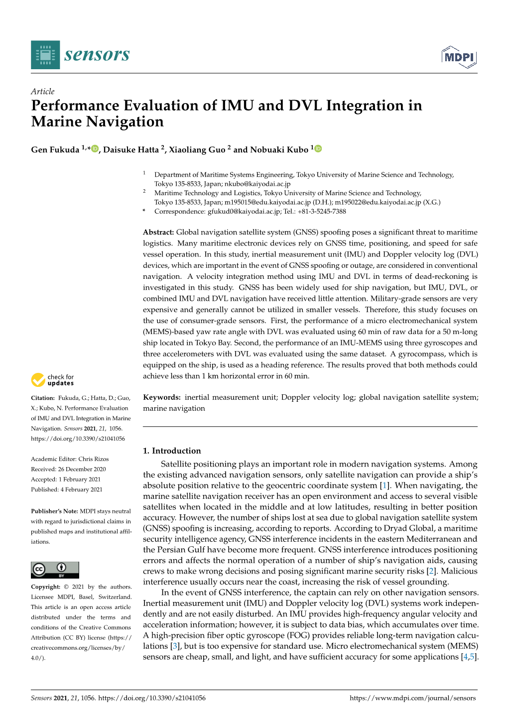 Performance Evaluation of IMU and DVL Integration in Marine Navigation