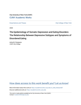 The Epidemiology of Somatic Depression and Eating Disorders: the Relationship Between Depressive Subtypes and Symptoms of Disordered Eating