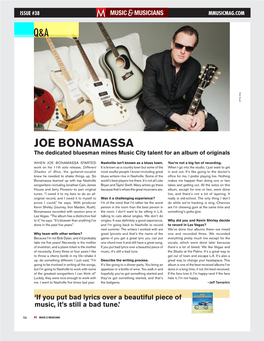 JOE BONAMASSA the Dedicated Bluesman Mines Music City Talent for an Album of Originals