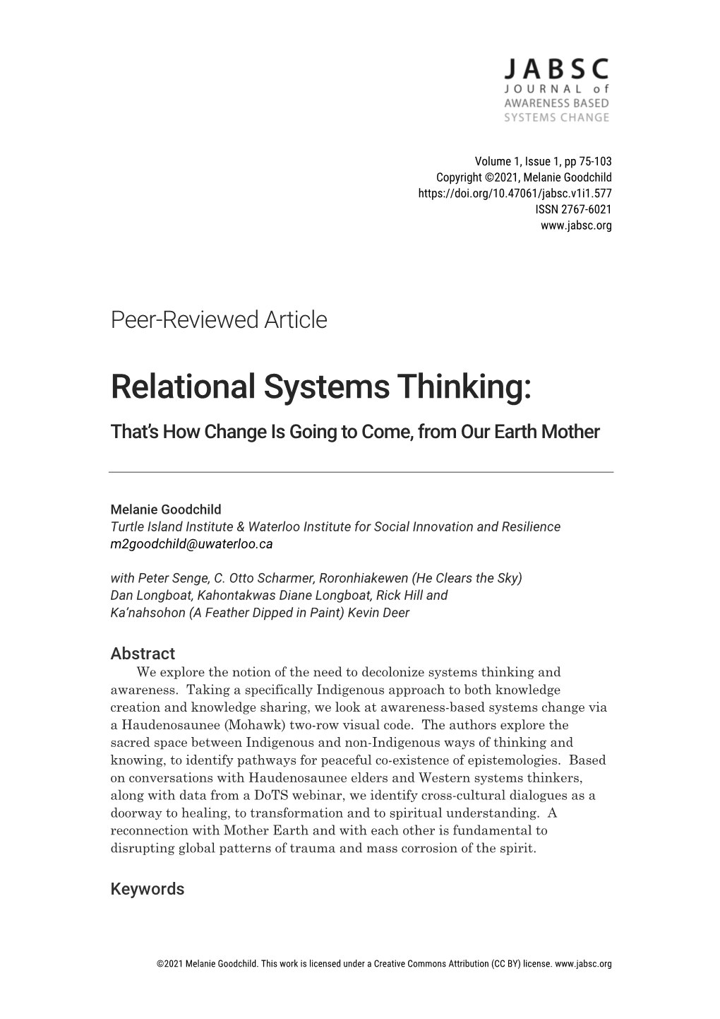 Relational Systems Thinking: That’S How Change Is Going to Come, from Our Earth Mother