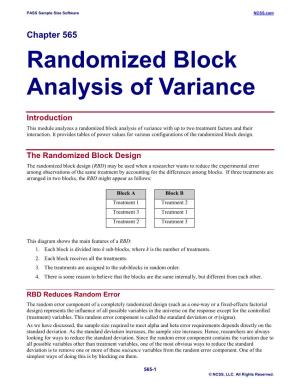 Randomized Block Analysis of Variance