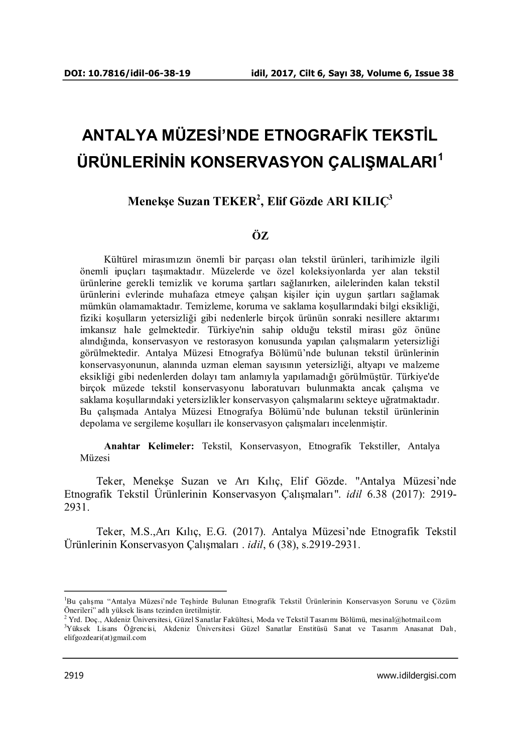 Antalya Müzesi'nde Etnografik Tekstil