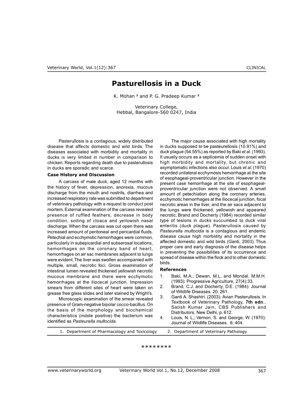 Pasturellosis in a Duck.Pdf