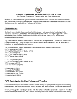Cadillac Professional Vehicles Warranty