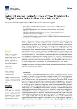 Factors Influencing Habitat Selection of Three Cryptobenthic Clingfish