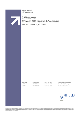Gapresponse 28Th March 2005 Magnitude 8.7 Earthquake Northern Sumatra, Indonesia