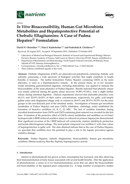 In Vitro Bioaccessibility, Human Gut Microbiota Metabolites and Hepatoprotective Potential of Chebulic Ellagitannins: a Case of Padma Hepatenr Formulation