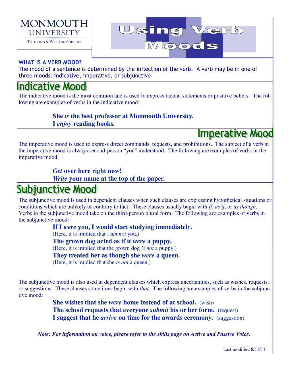 Using Verb Moods