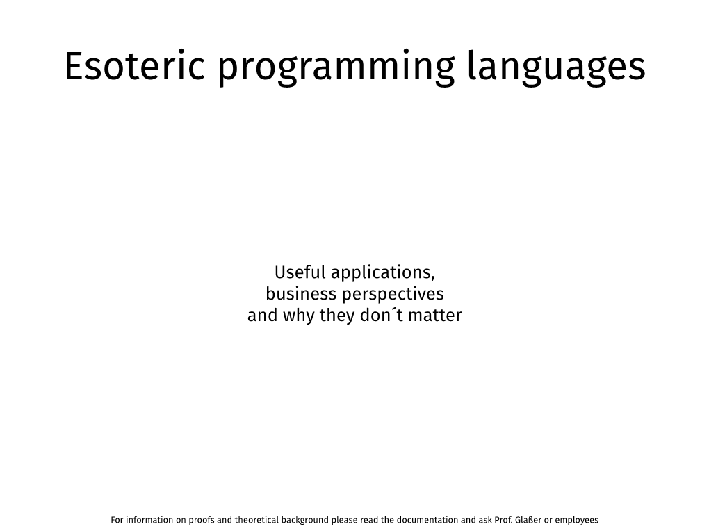 Esoteric Programming Languages