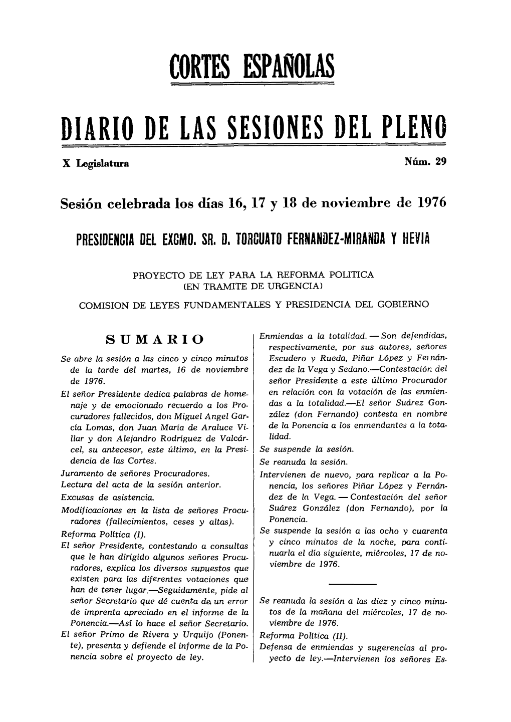 16, 17 Y 18-11-1976. Dsp Nº 29