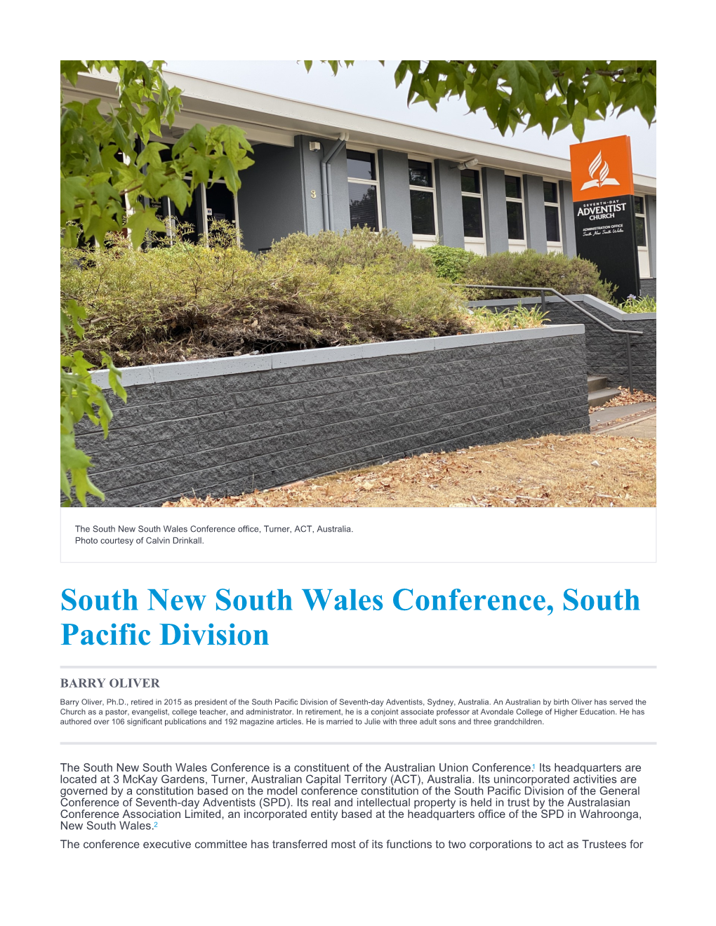 South New South Wales Conference, South Pacific Division