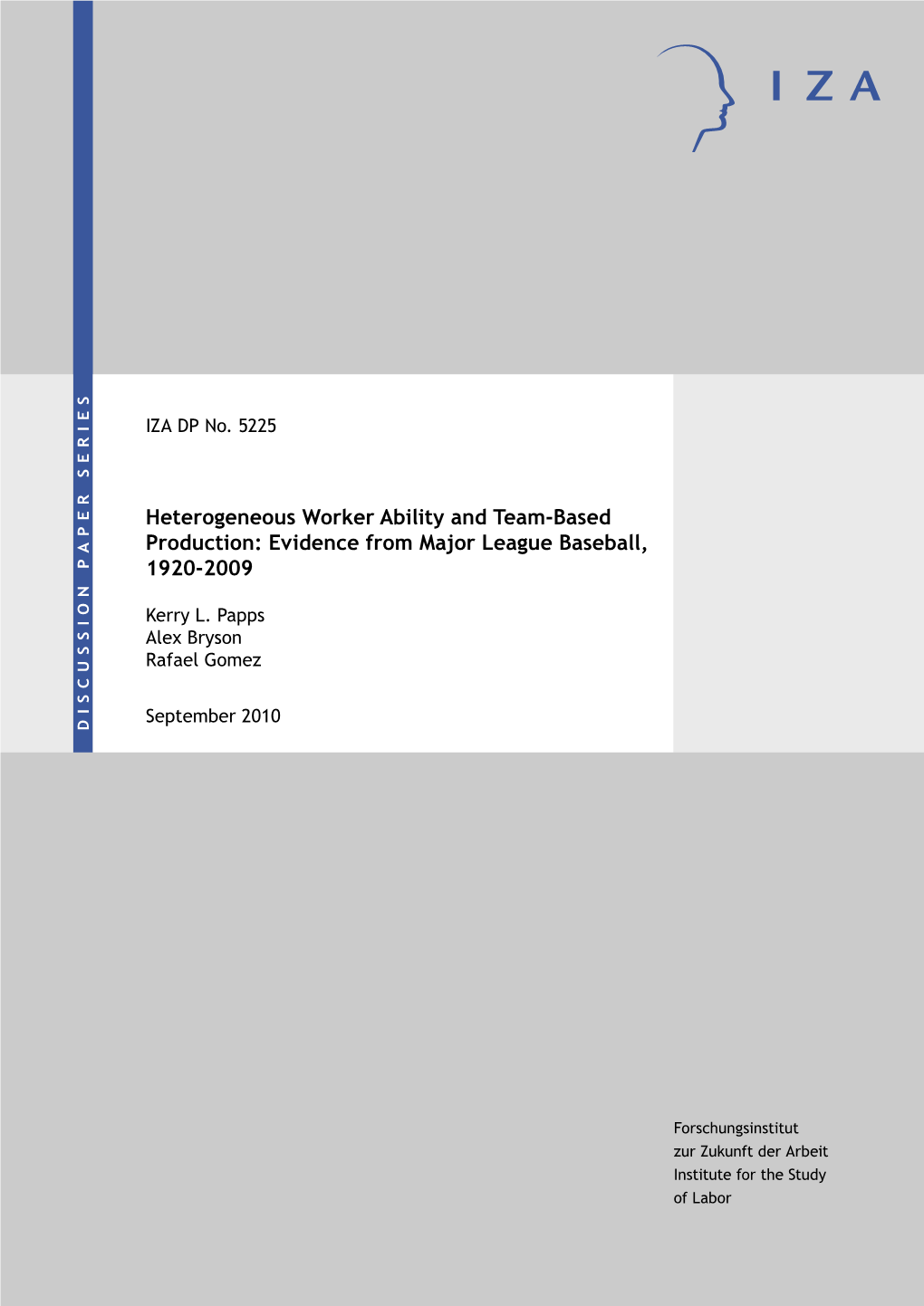 Heterogeneous Worker Ability and Team-Based Production: Evidence from Major League Baseball, 1920-2009