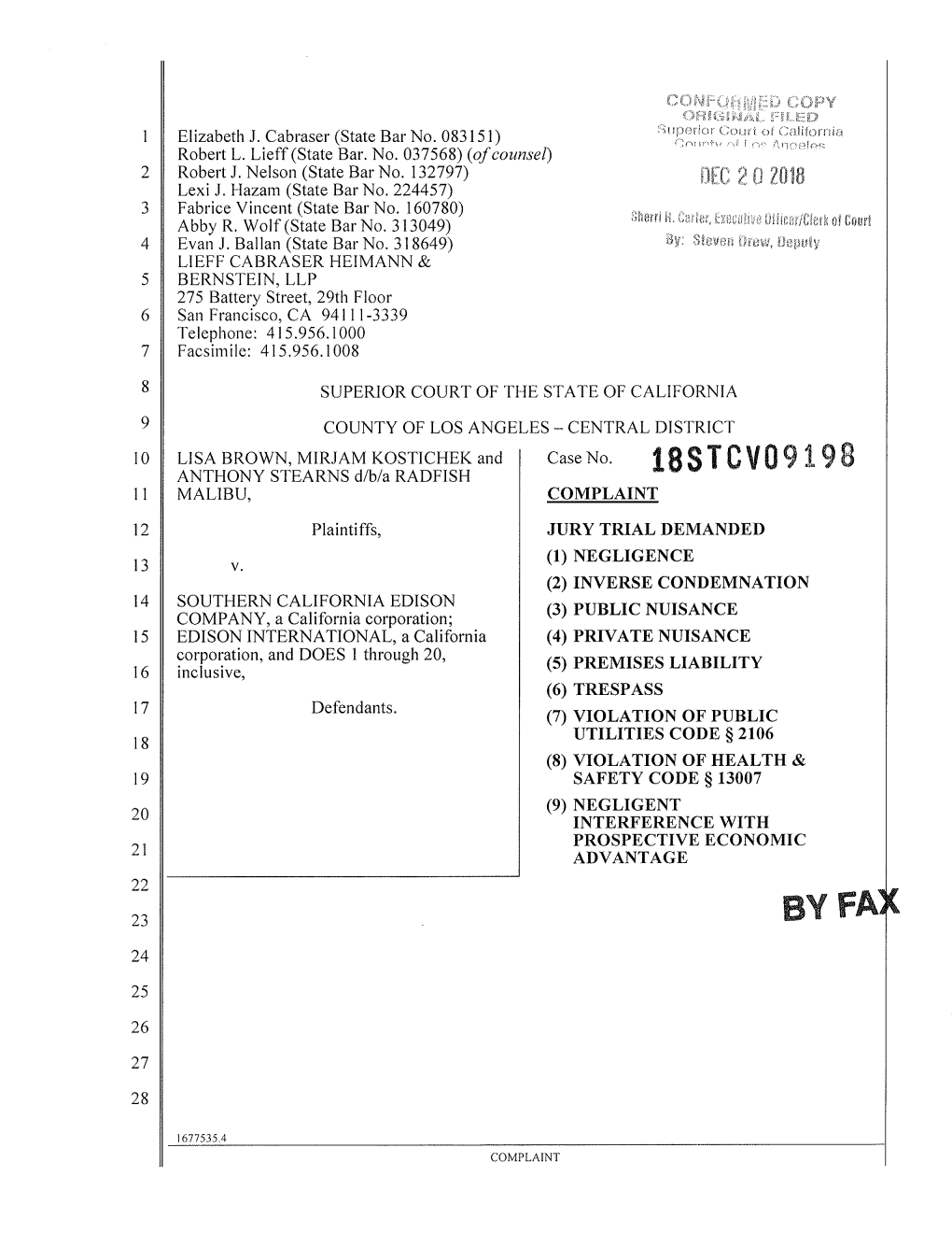 Woolsey Fire Complaint