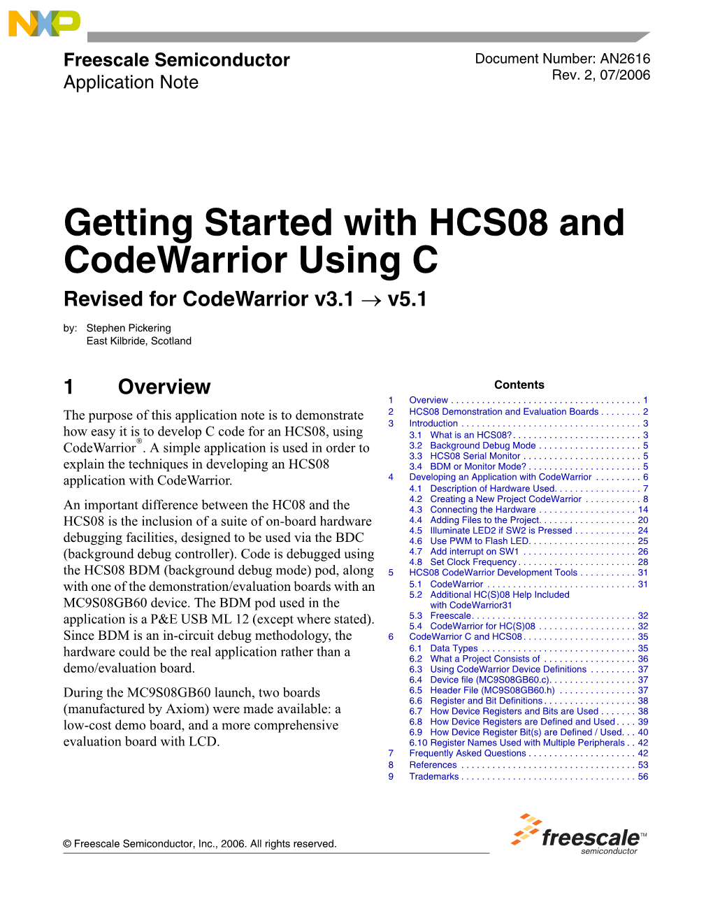 AN2616: Getting Started with HCS08 and Codewarrior Using C