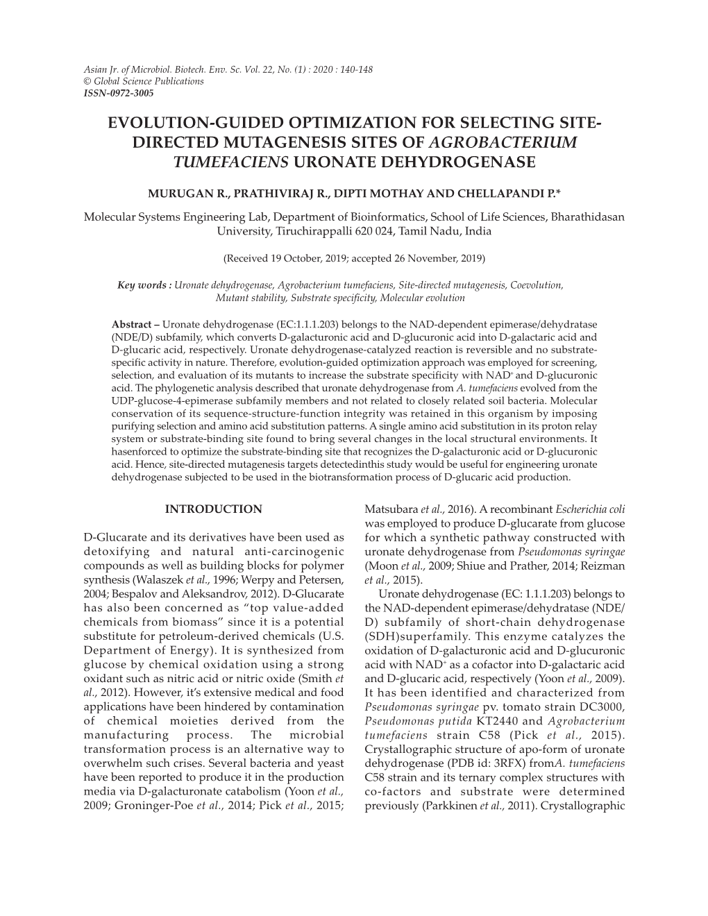 Directed Mutagenesis Sites of Agrobacterium Tumefaciens Uronate Dehydrogenase