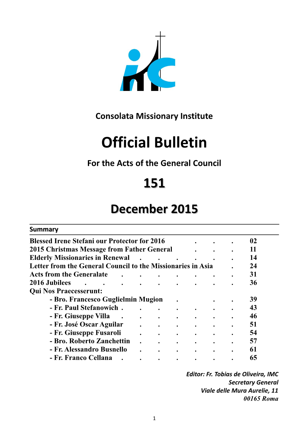 Official Bulletin for the Acts of the General Council 151151 Decemberdecember 20152015