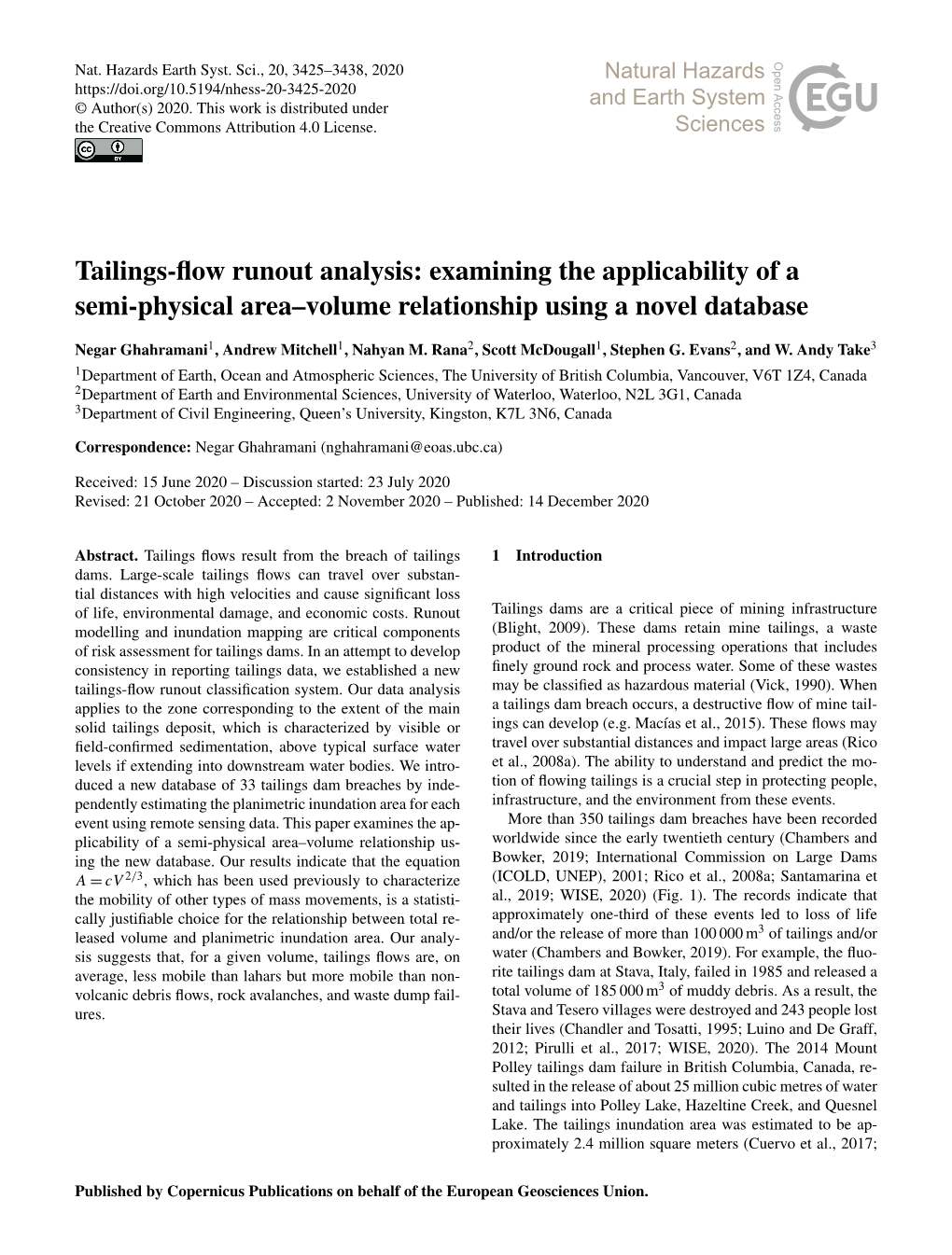 Tailings-Flow Runout Analysis