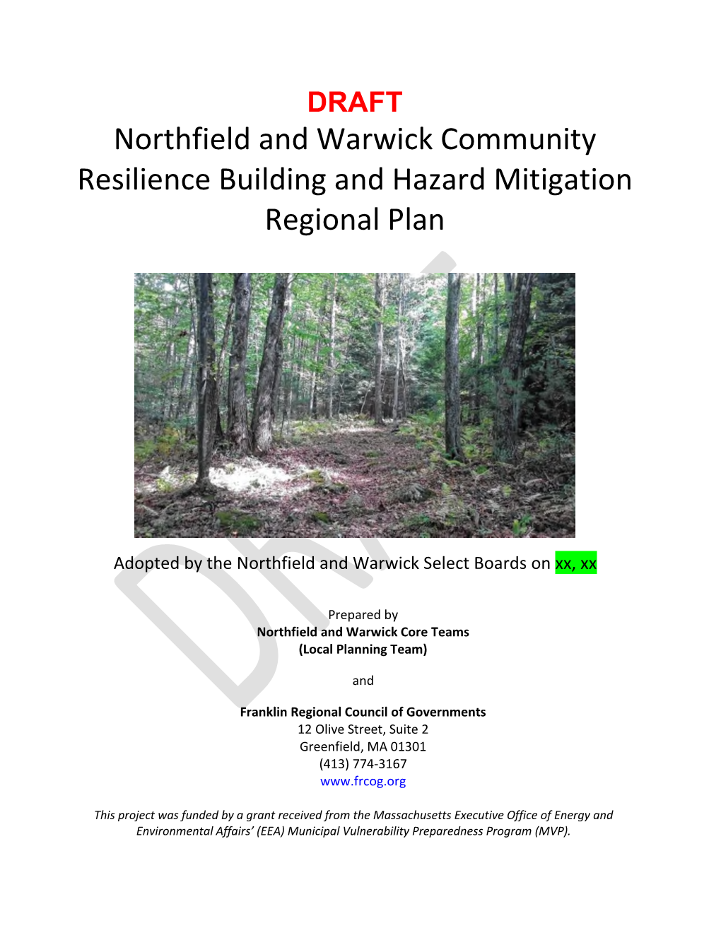 Northfield and Warwick Community Resilience Building and Hazard Mitigation Regional Plan
