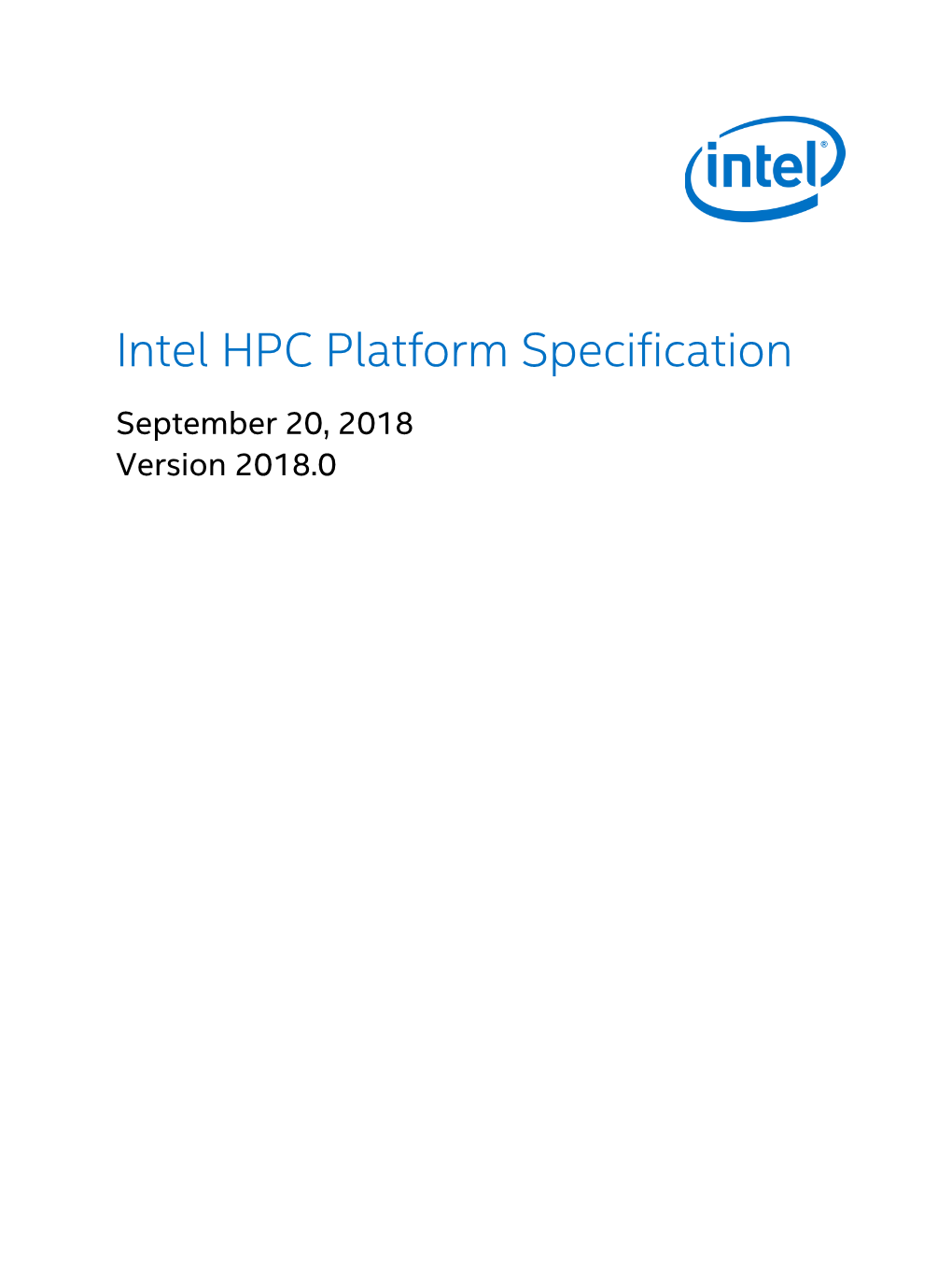 Intel® Scalable System Framework (Intel® SSF) Platform Specification