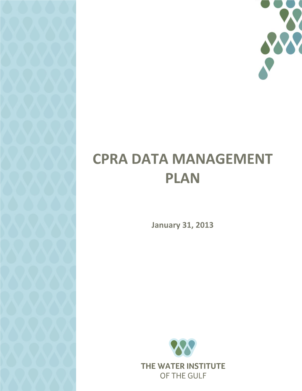 CPRA Data Management Plan January 2013