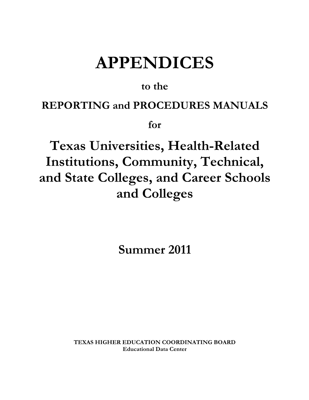 THECB Appendices 2011