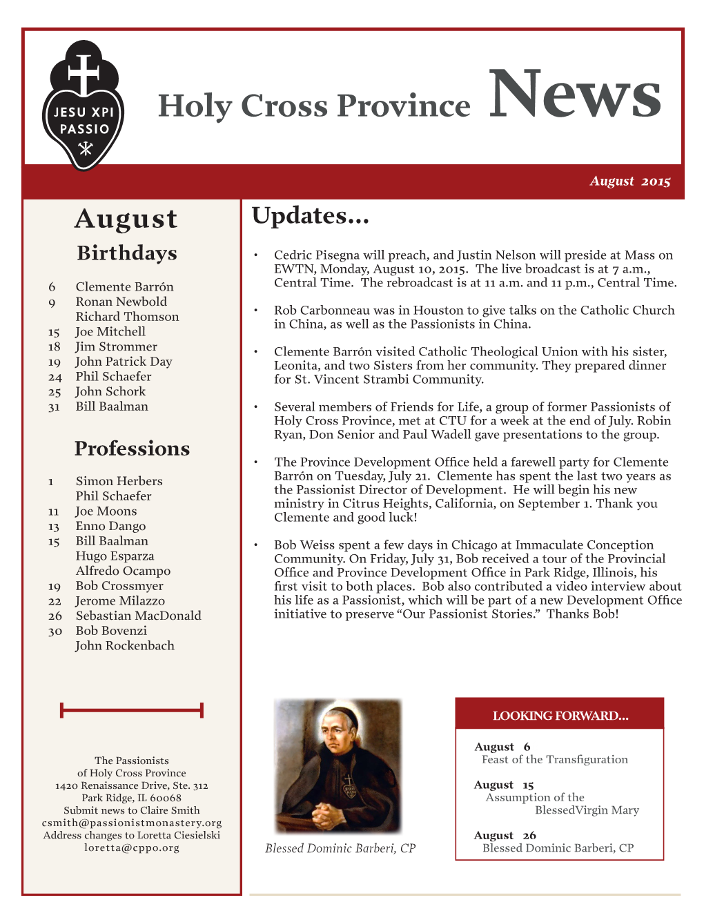 Holy Cross Province News