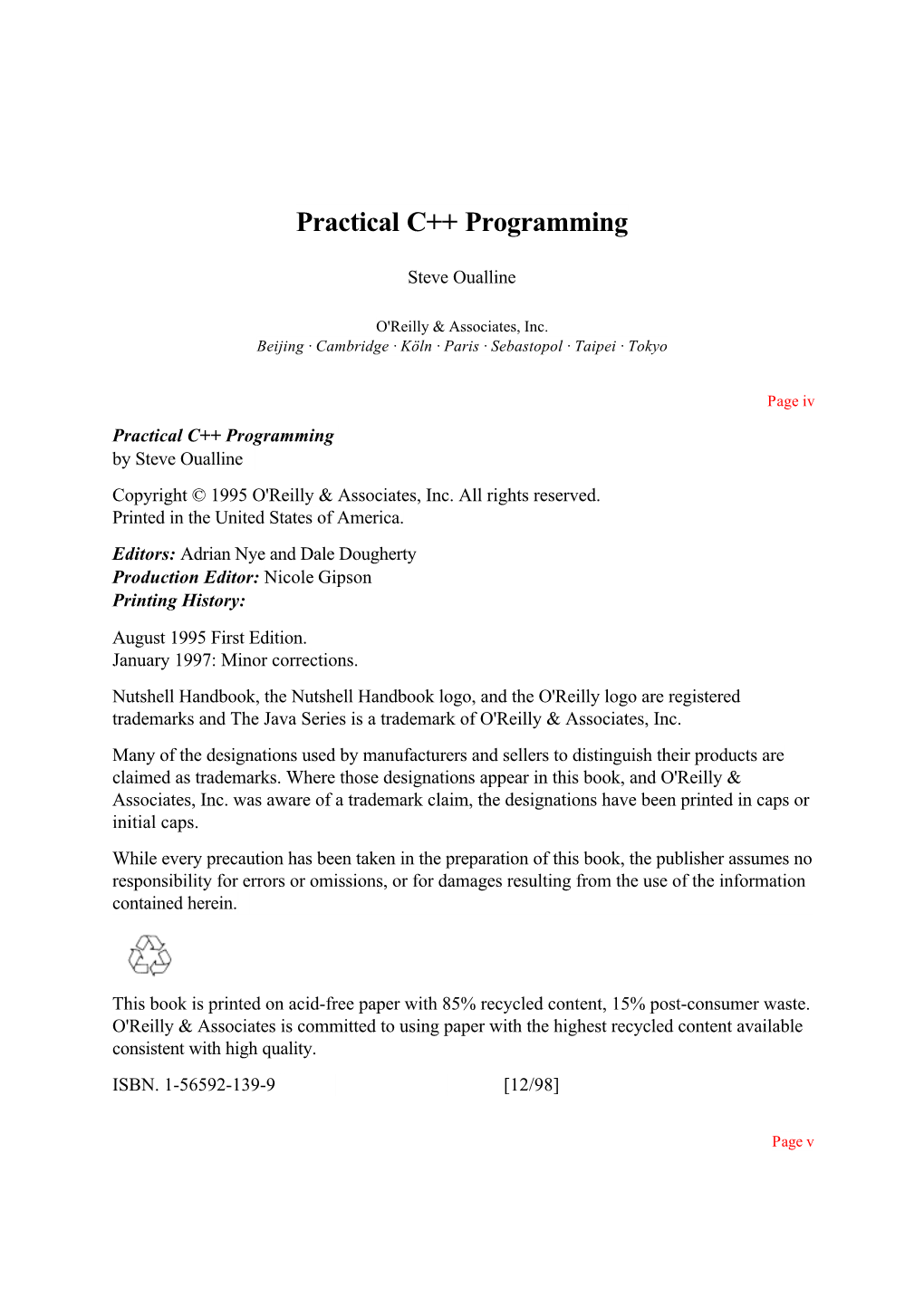 Practical C++ Programming