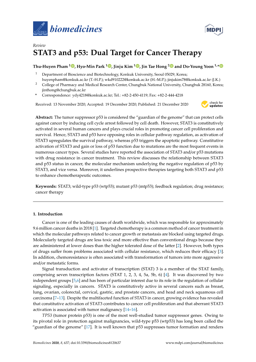 STAT3 and P53: Dual Target for Cancer Therapy