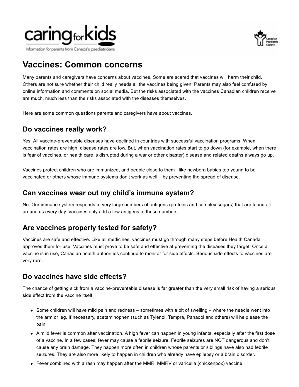 Vaccines: Common Concerns