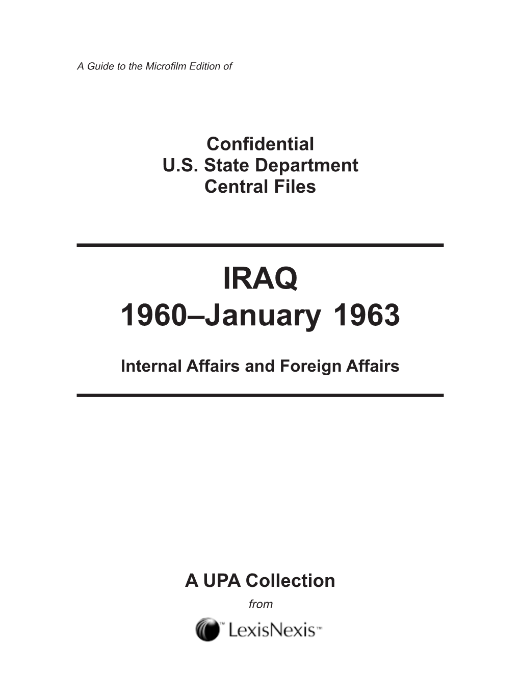 IRAQ 1960–January 1963