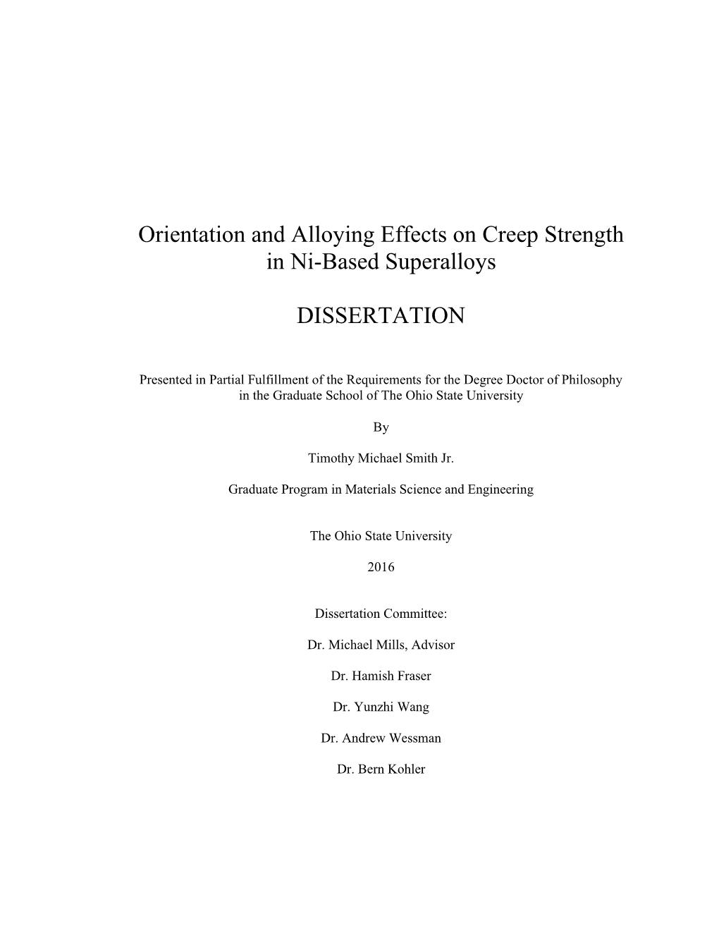 Orientation and Alloying Effects on Creep Strength in Ni-Based Superalloys