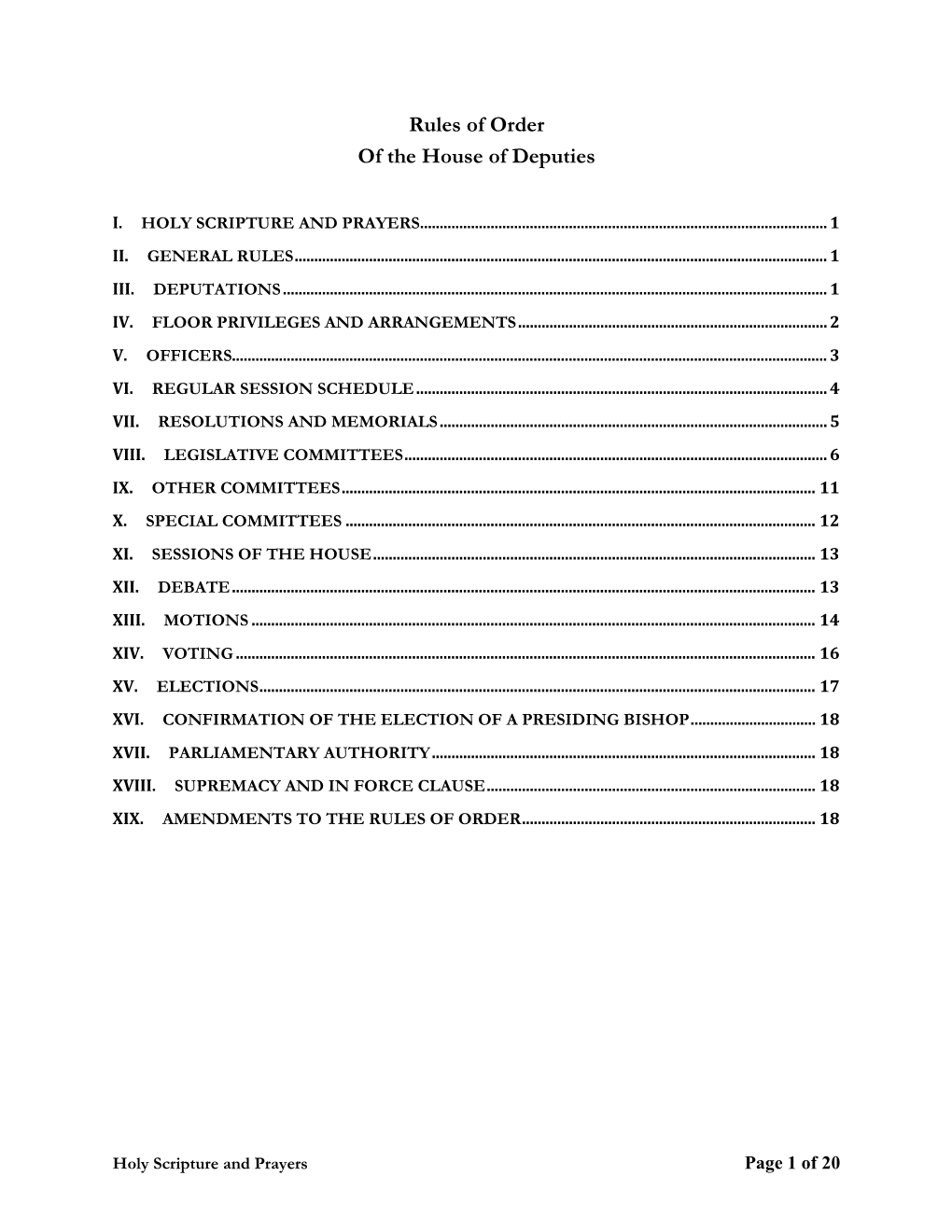 Rules of Order of the House of Deputies