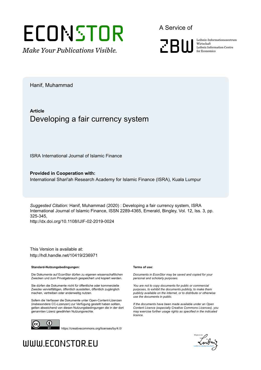 Developing a Fair Currency System