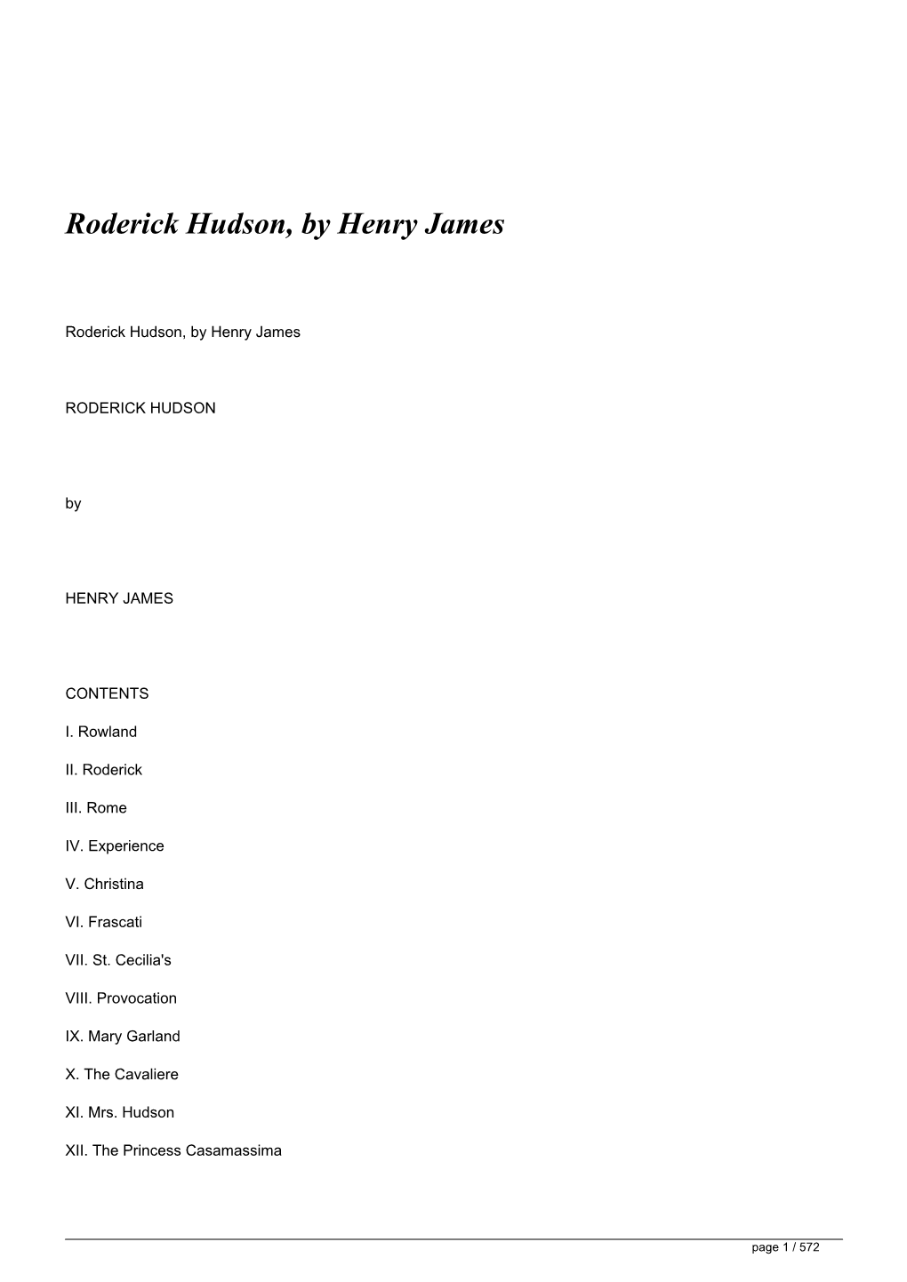 Roderick Hudson, by Henry James&lt;/H1&gt;