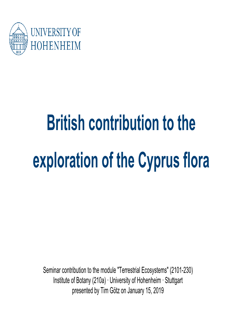 British Contribution to the Exploration of the Cyprus Flora