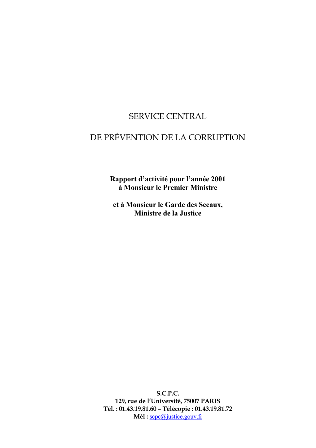 Service Central De Prévention De La Corruption