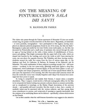 On the Meaning of Pinturicchios Sala Dei Santi