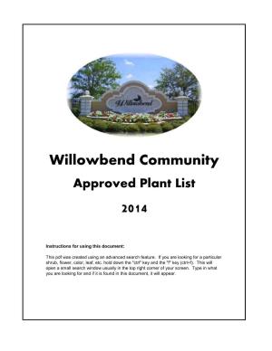 Willowbend Approved Plant List