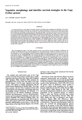 Vegetative Morphology and Interfire Survival Strategies in the Cape Fynbos Grasses