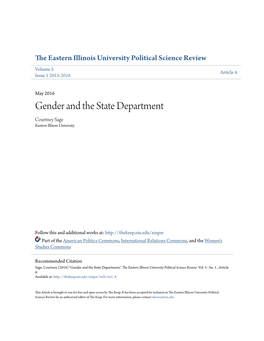 Gender and the State Department Courtney Sage Eastern Illinois University