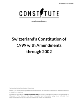 Switzerland's Constitution of 1999 with Amendments Through 2002
